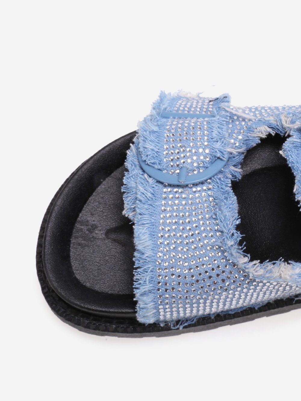 Sandala plateforme f denim b strass bleu denim