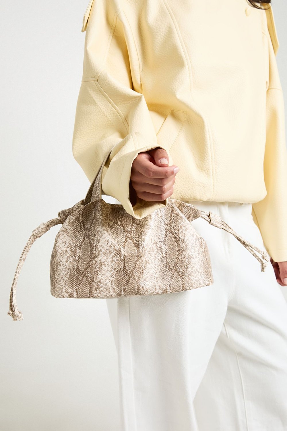 Ruched snake-effect grab bag