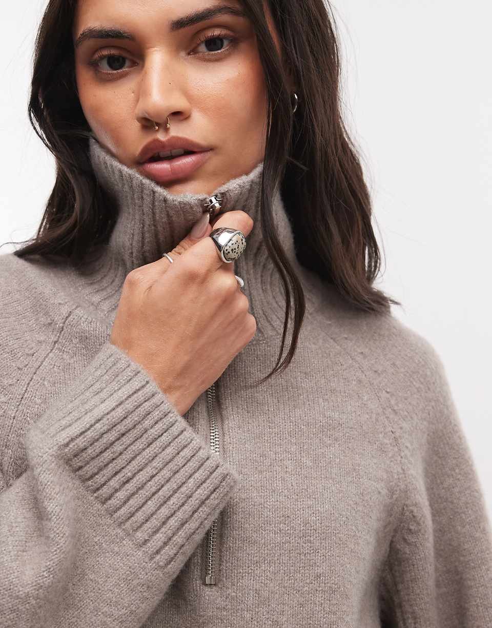 Pull à demi-zip en mink