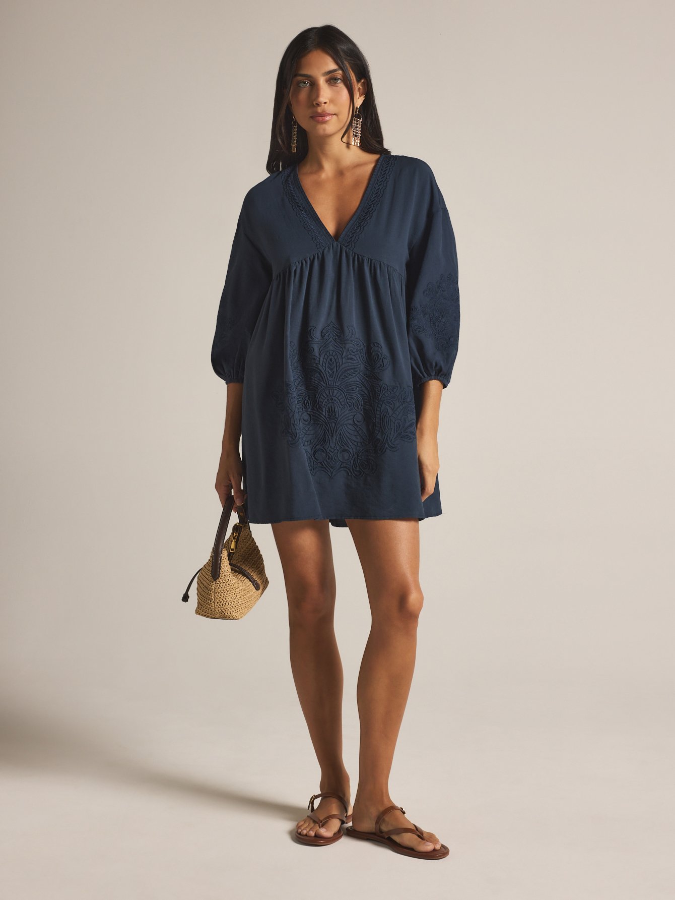 Robe mini bohème mtarrza b col V babydoll