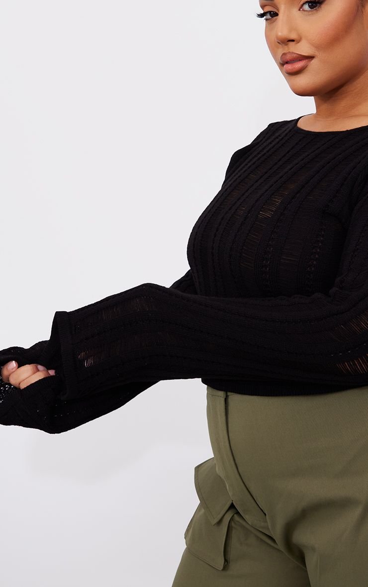 Distressed knit crop top - Plus size