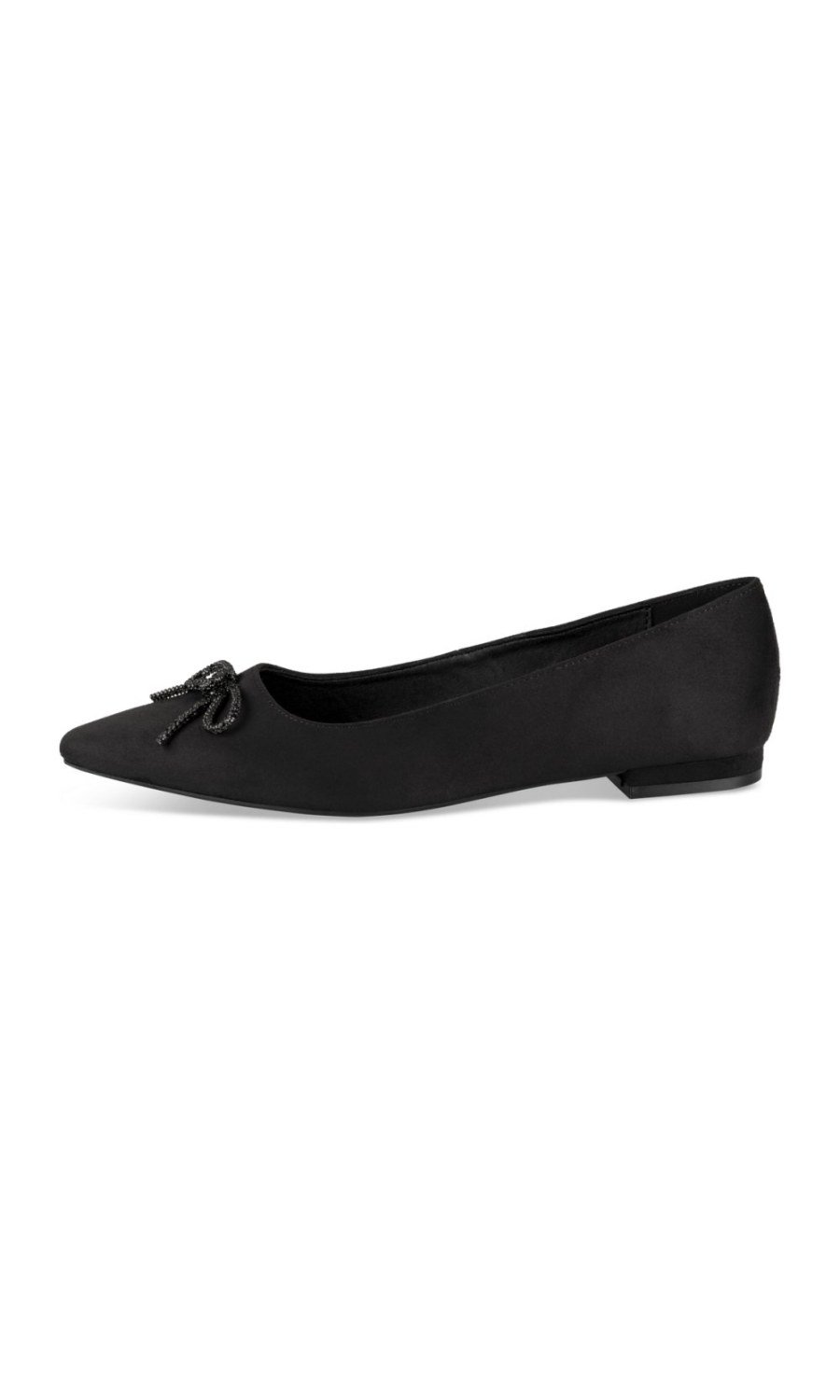 Black faux suede pointed ballerinas