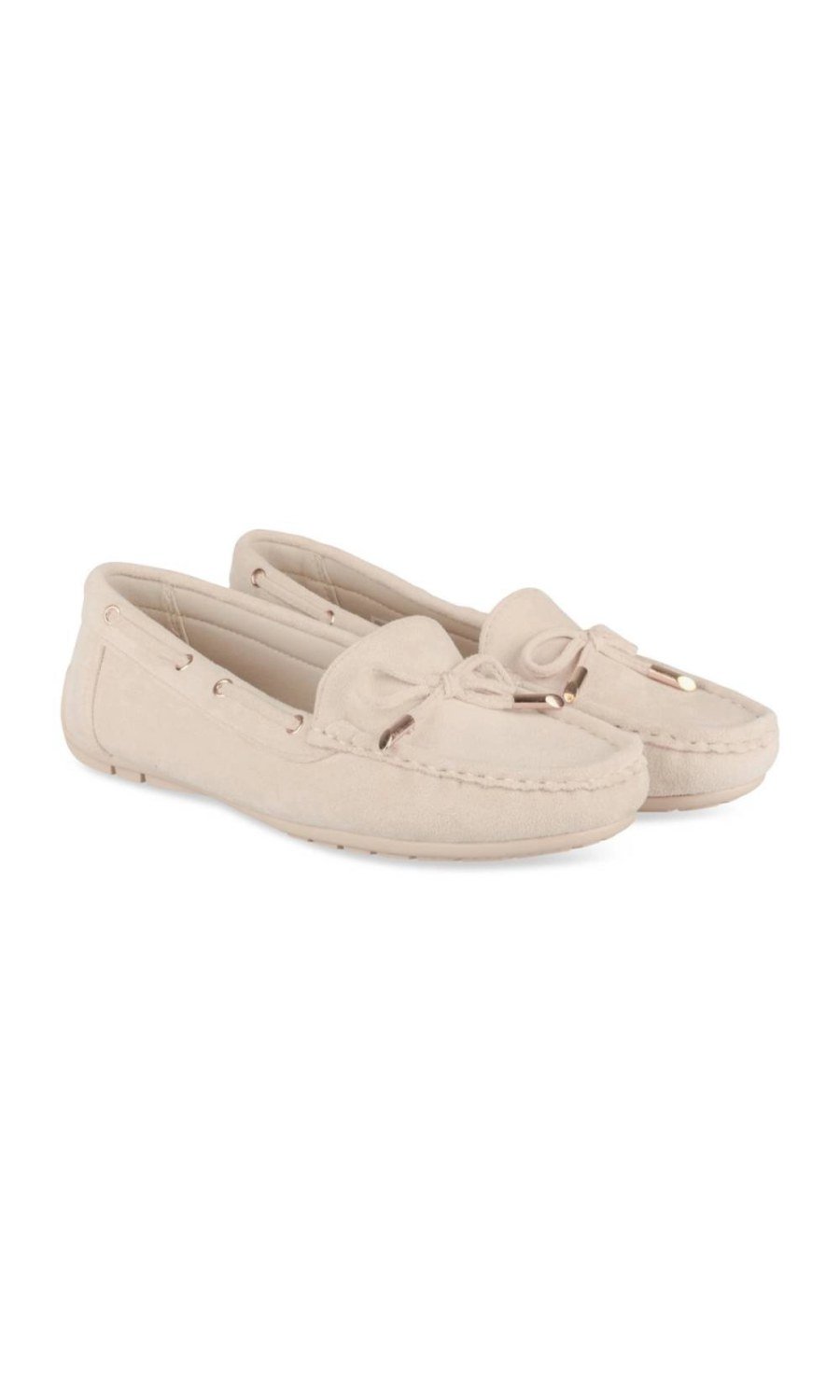 Mocassins en suédine à nœud beiges