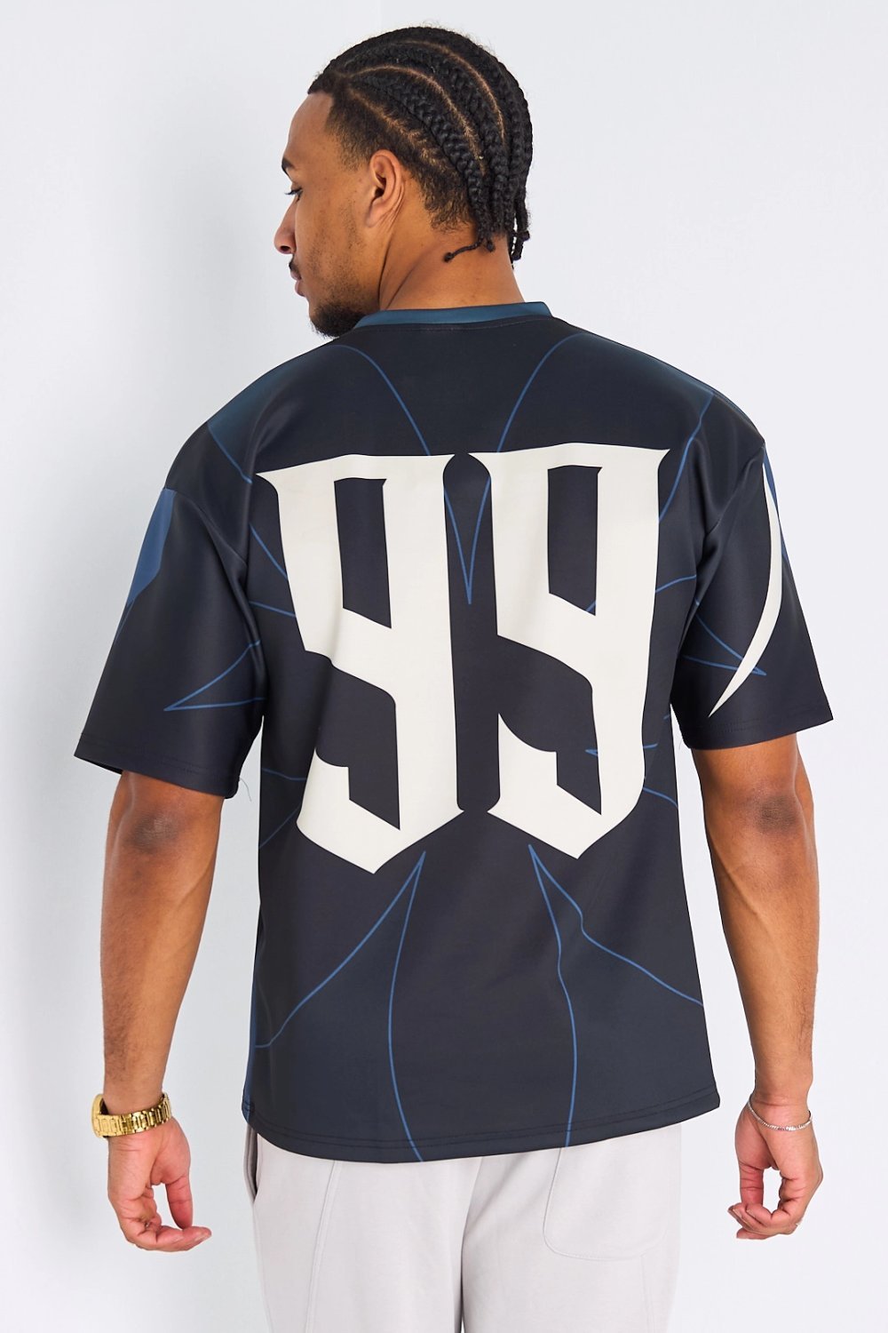 Black and dark grey oversized slogan t-shirt