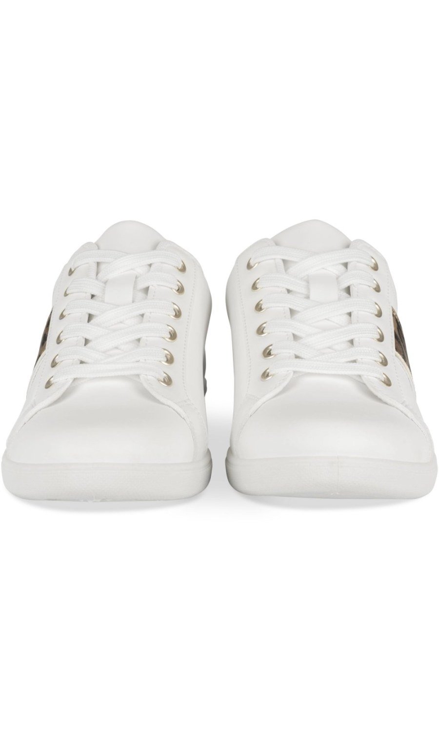 White sneakers with leopard stripe