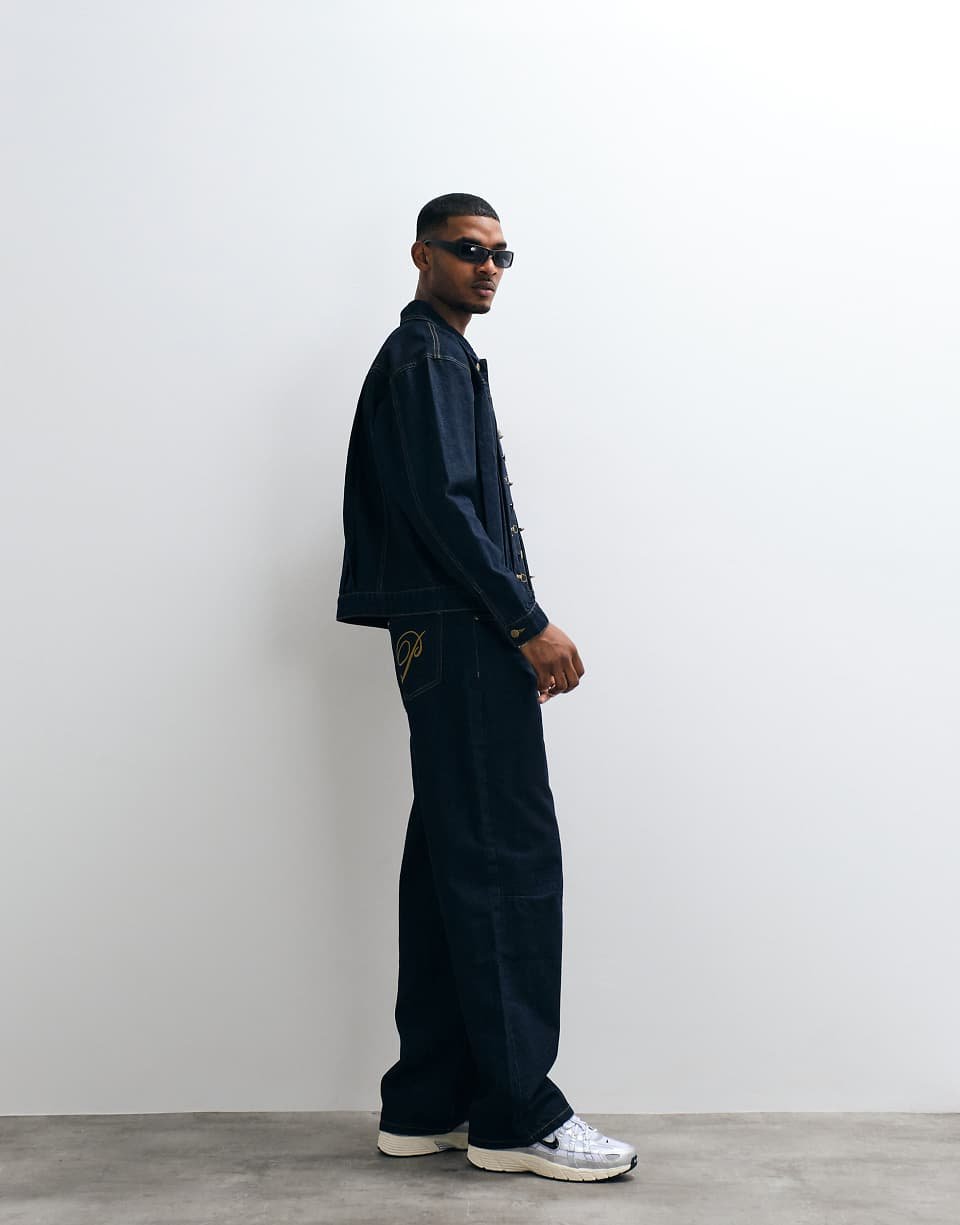 Jean baggy d'ensemble avec fermoirs mousqueton - Indigo