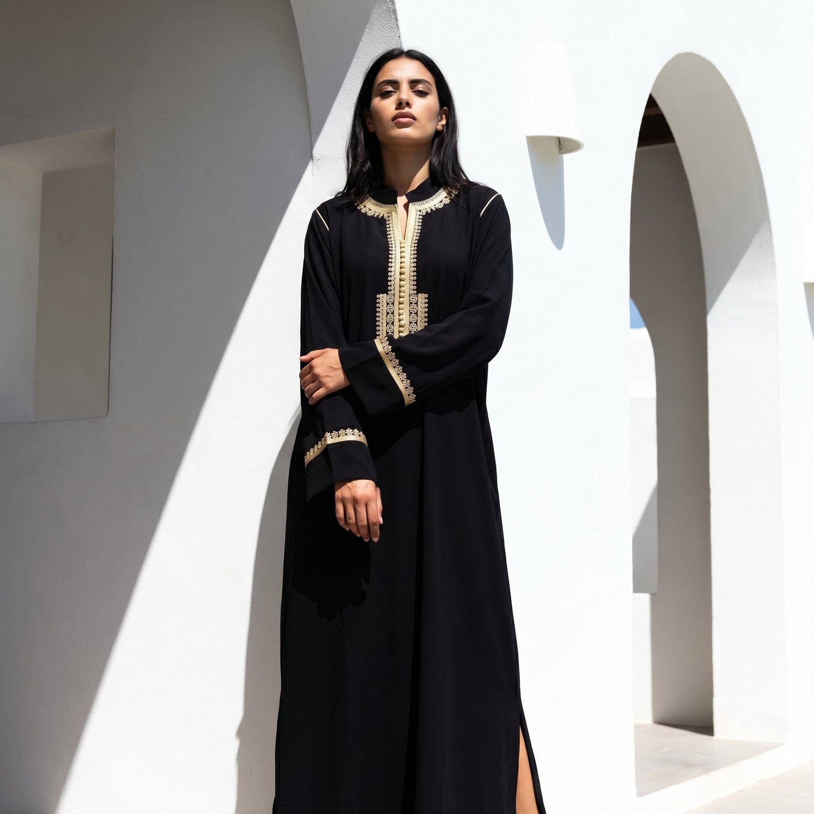 Black and gold caftan