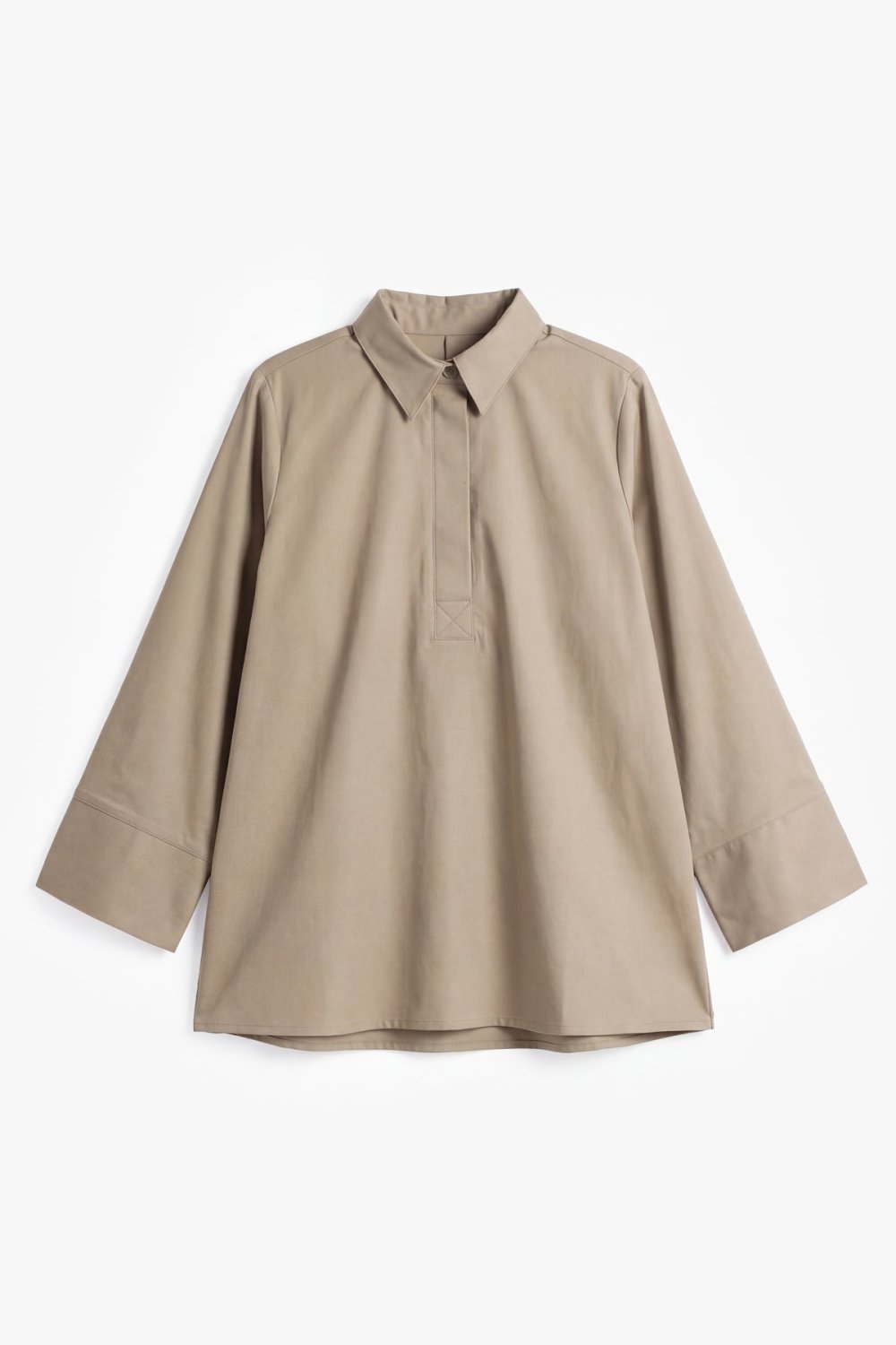Haut wase3 b col chemise, coton - Beige