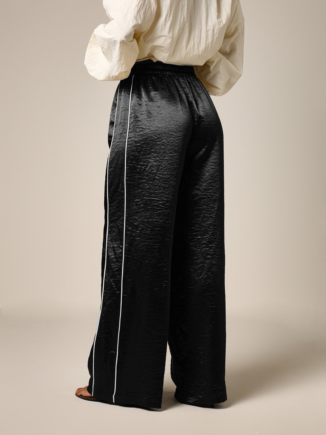 Pantalon Palazzo en satin à jambes larges