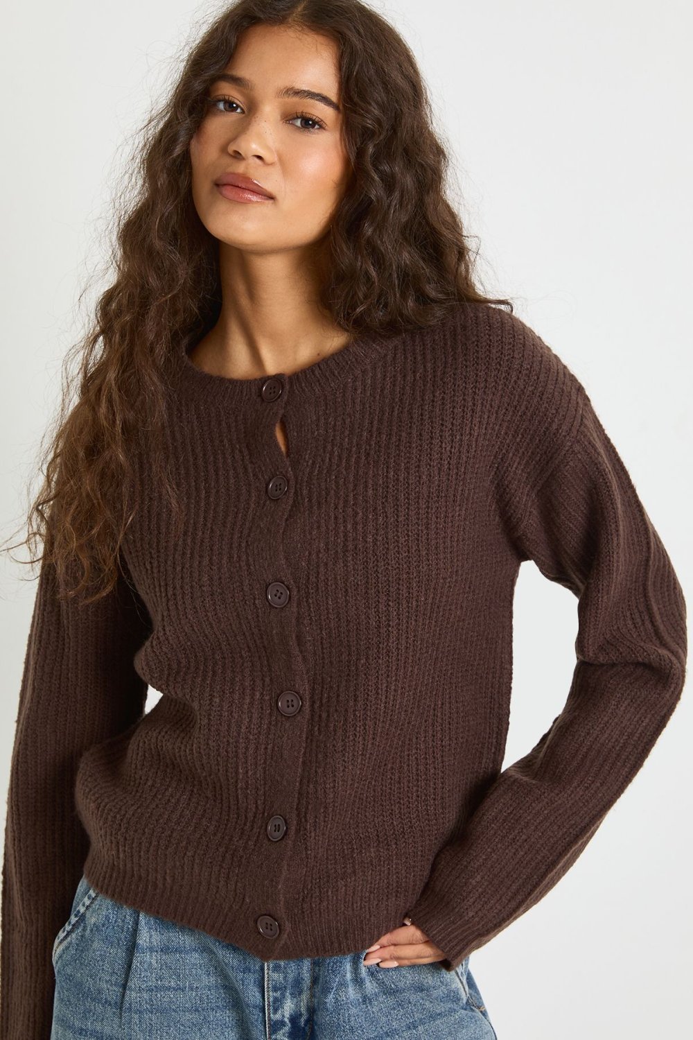 Cardigan triko tkhin, chocolat