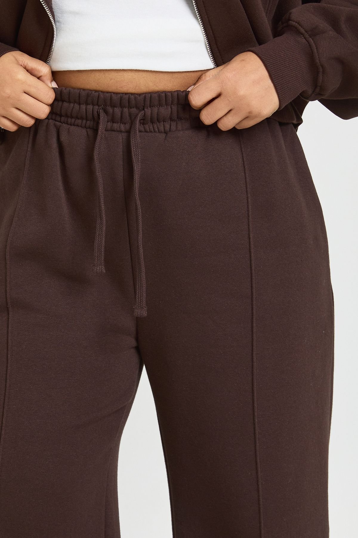Plus Core Basique Détail à plis pincés Ceinture profonde Pantalon de jogging à jambes larges