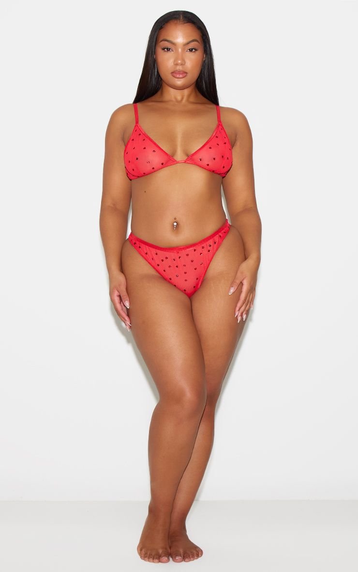 Soutien-gorge triangle à cœur strass - Grande taille