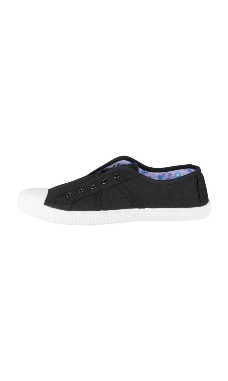 Black elasticated canvas sneakers