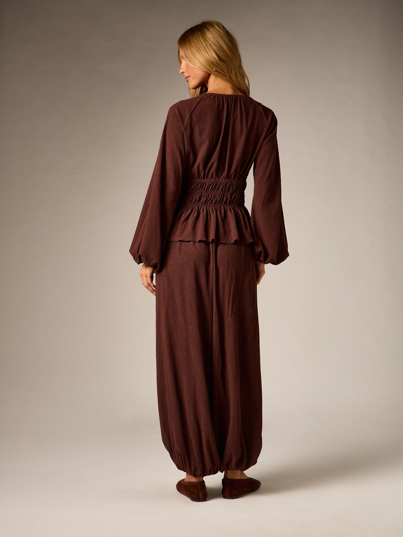Ensemble blouse b basque w serwal harem froissé