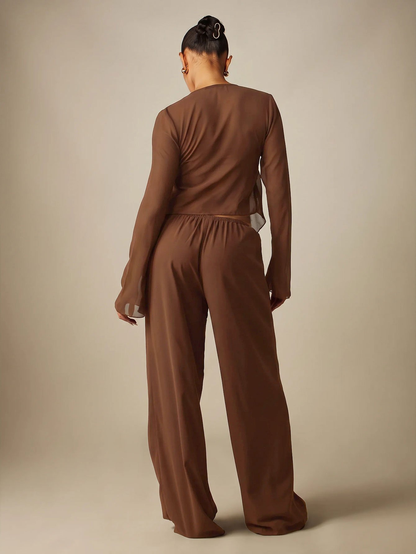Ensemble top chafaf m3qoud 9eddam w serwal palazzo large