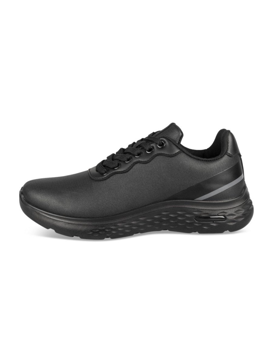 Black sneakers with chunky sole and grey trim