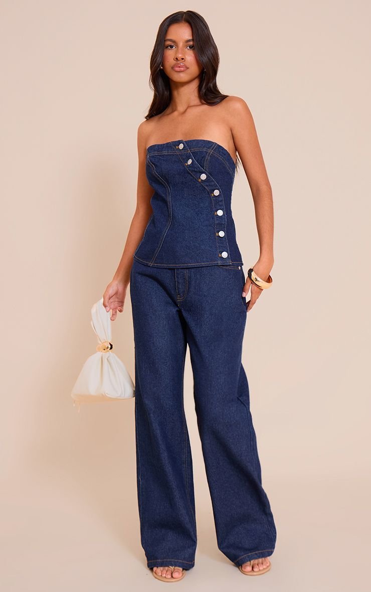Jean large taille haute indigo - Petite