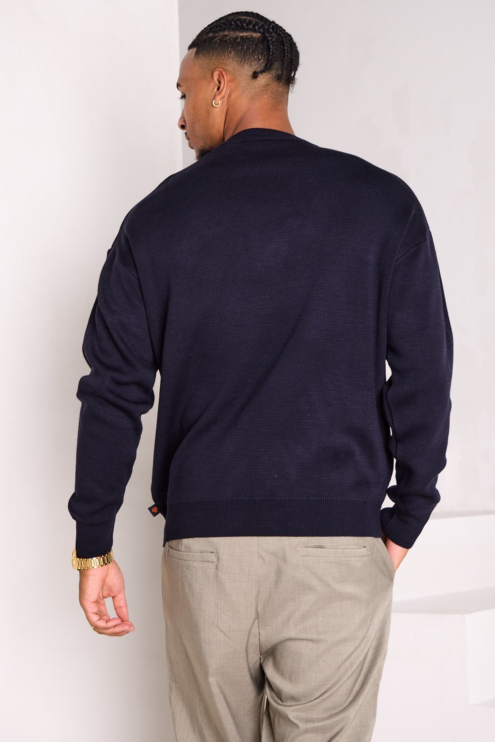 Navy basic crew-neck jumper