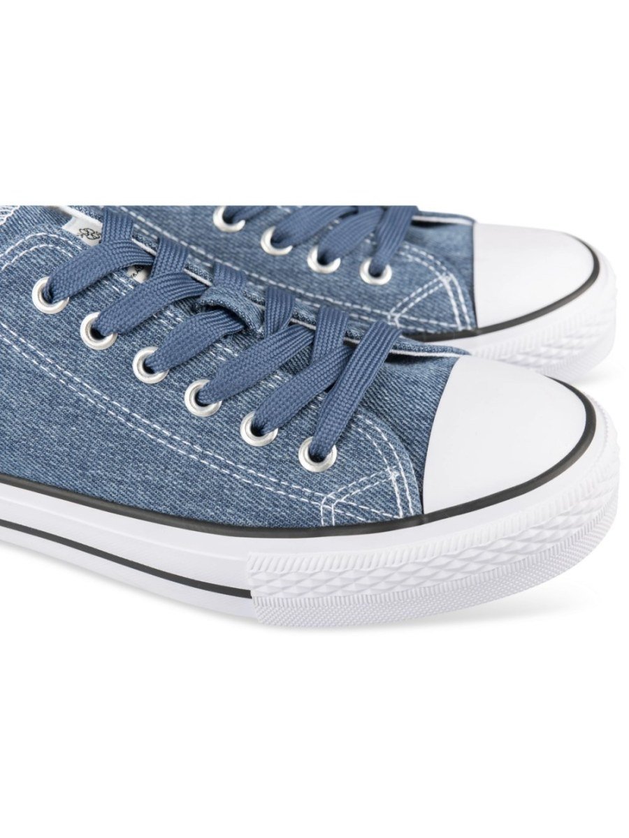 Denim-look canvas low-top sneakers