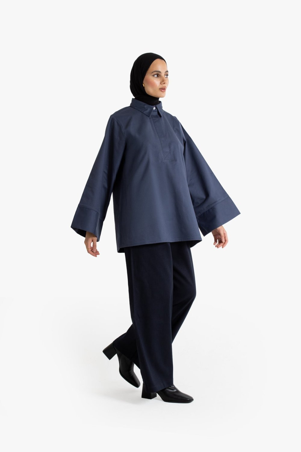 Haut wase3 b col chemise, coton - Zre9 marine
