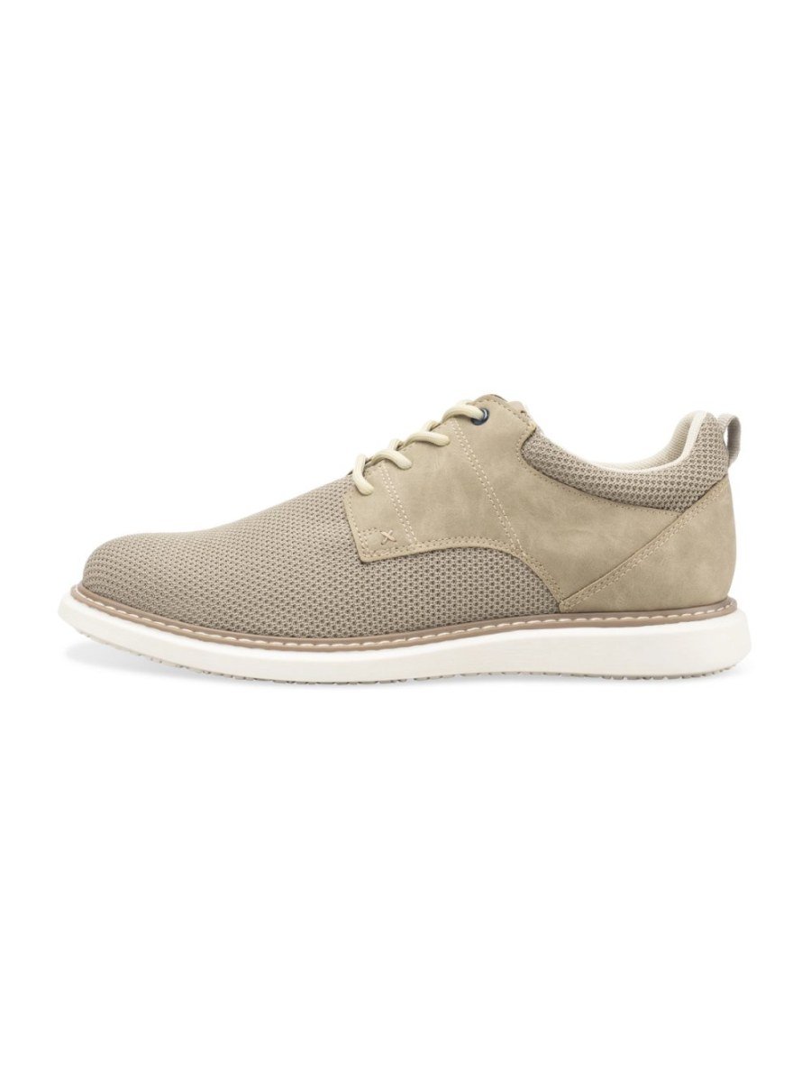 Taupe perforated suede-effect derbies