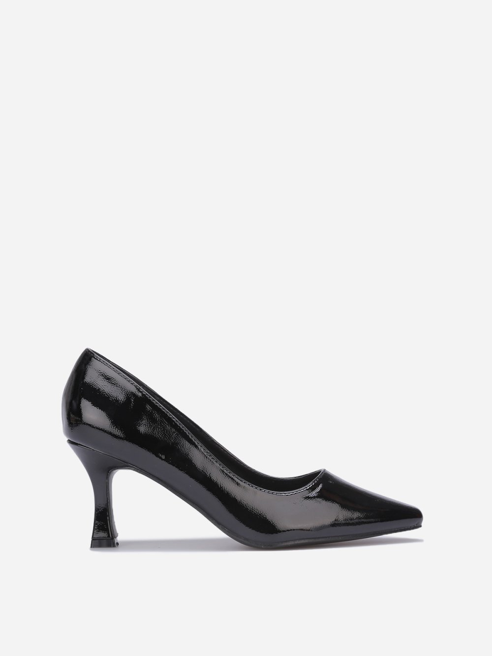 Escarpins vernis pointus à talon bobine noirs