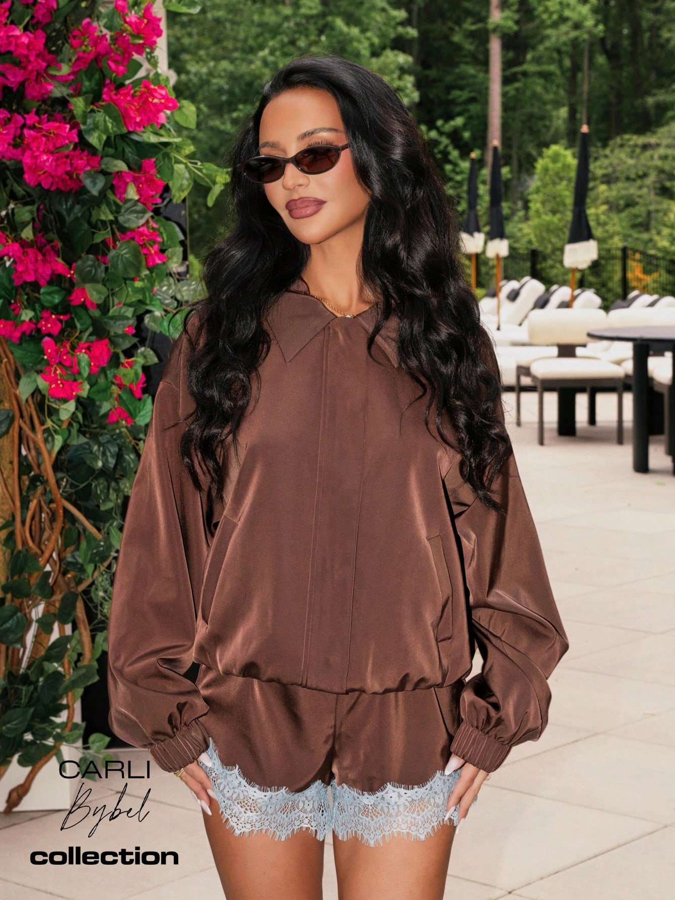 Short en satin X Carli Bybel avec bordure