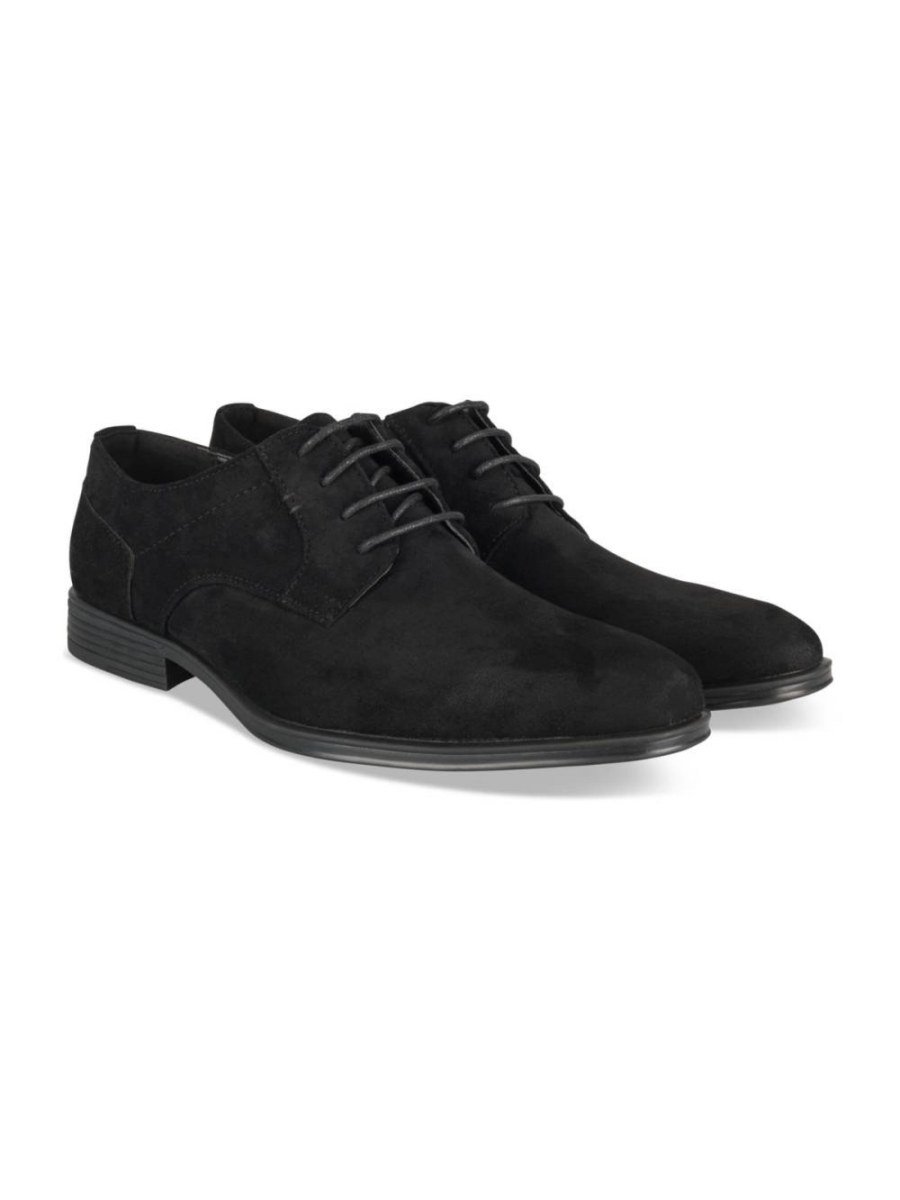Black suede-effect derbies