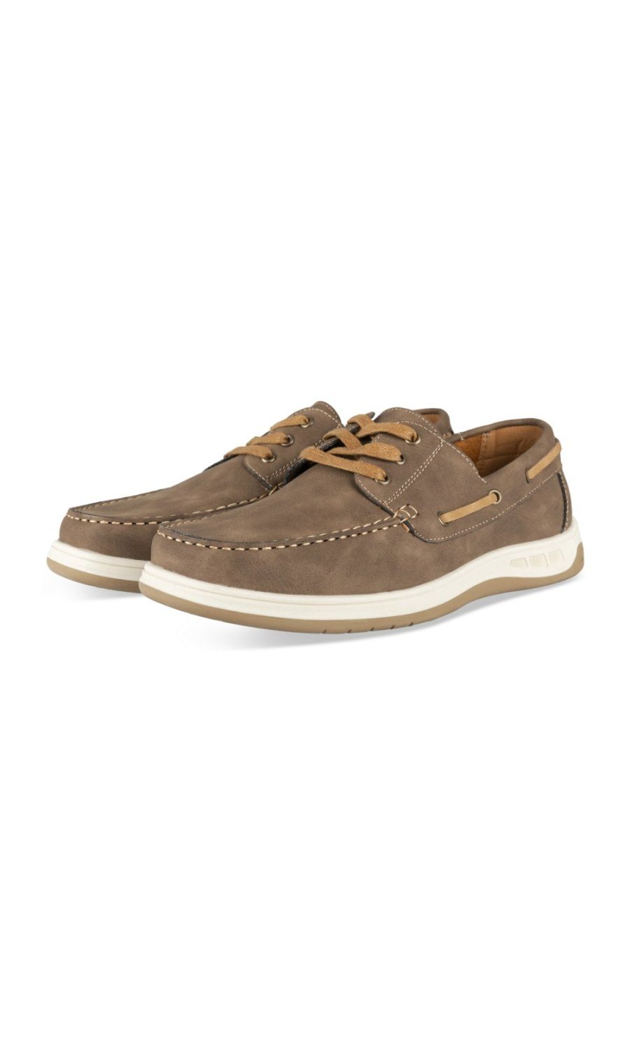 Chaussures bateau semelle blanche marron