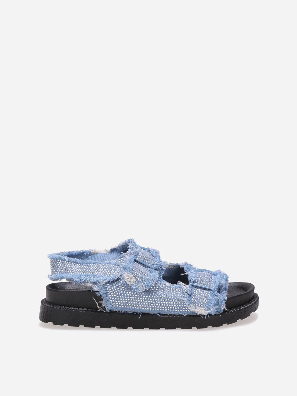 Sandala plateforme f denim b strass bleu denim