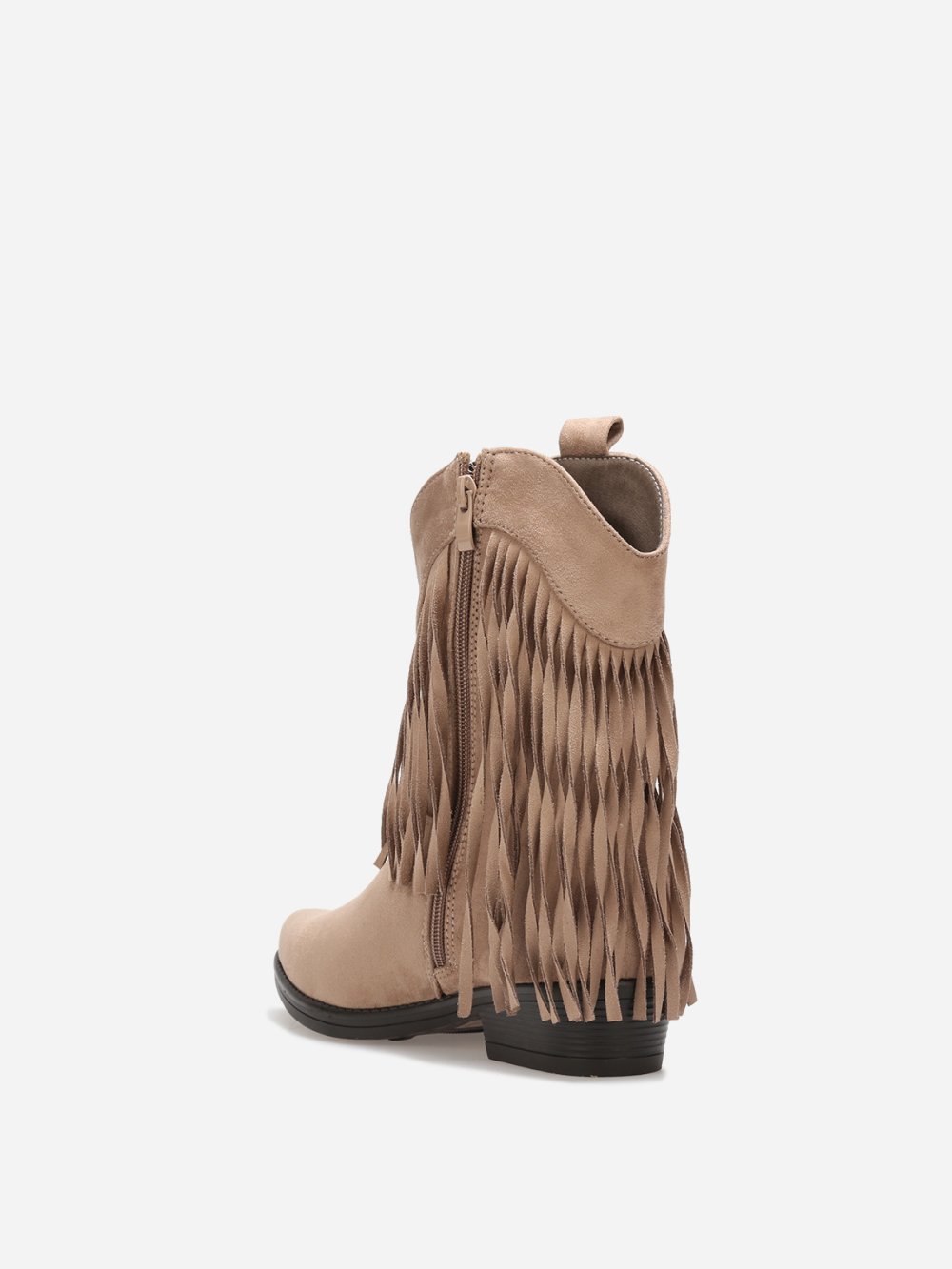 Bottines santiags à franges taupe