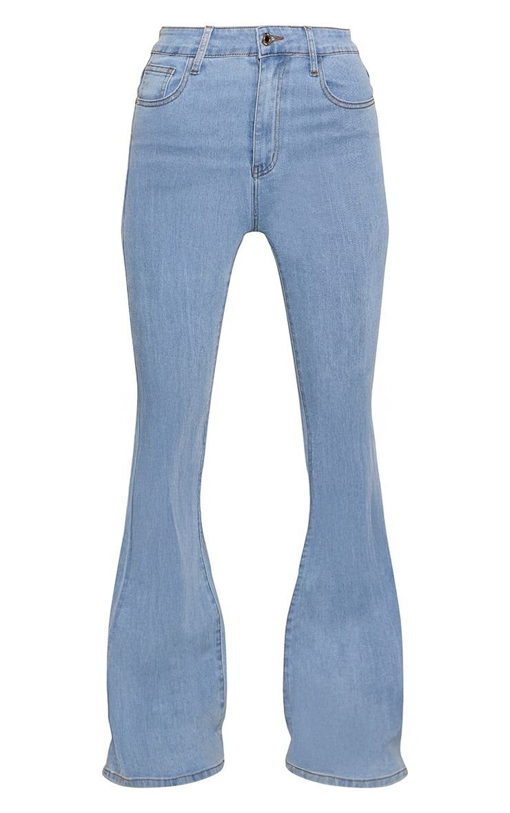 Blue five-pocket flared jeans