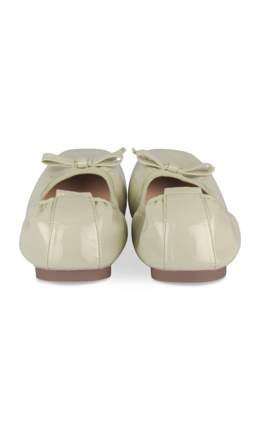 Sage green patent-look bow ballerinas
