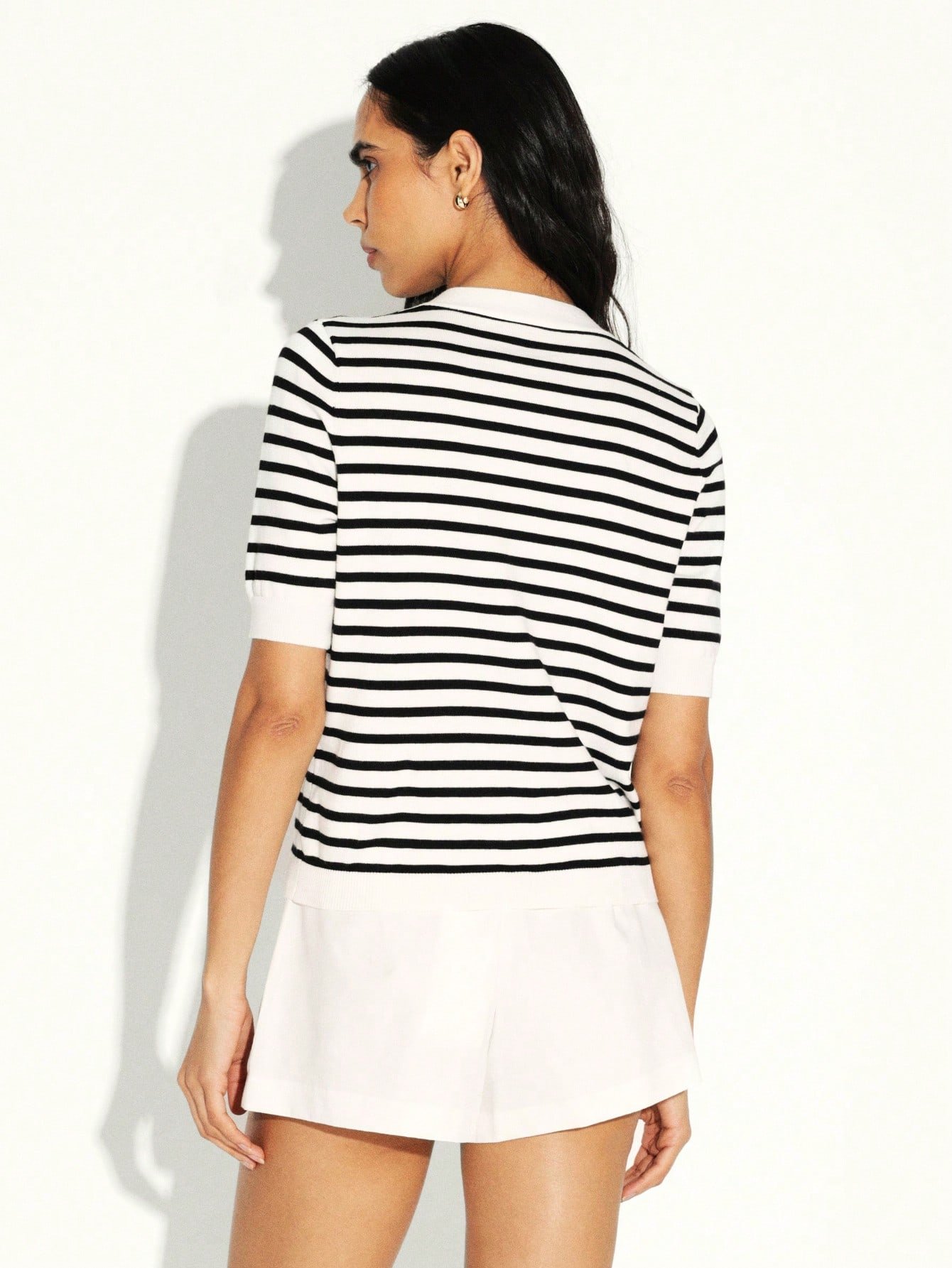 Cardigan rayé boutonné à col en V