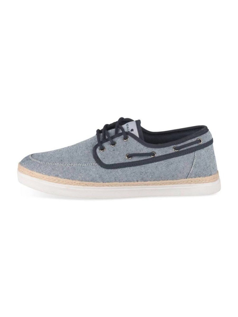 Chaussures bateau en toile chinée bleu clair