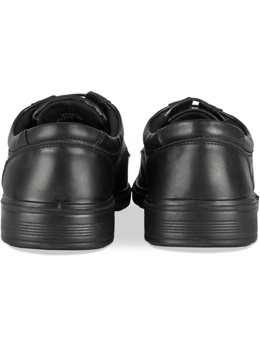 Black derbies, padded collar, lug sole
