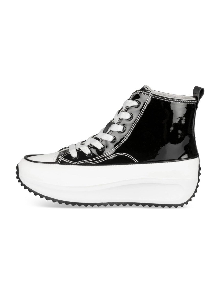 Baskets montantes vernies semelle crantée noires
