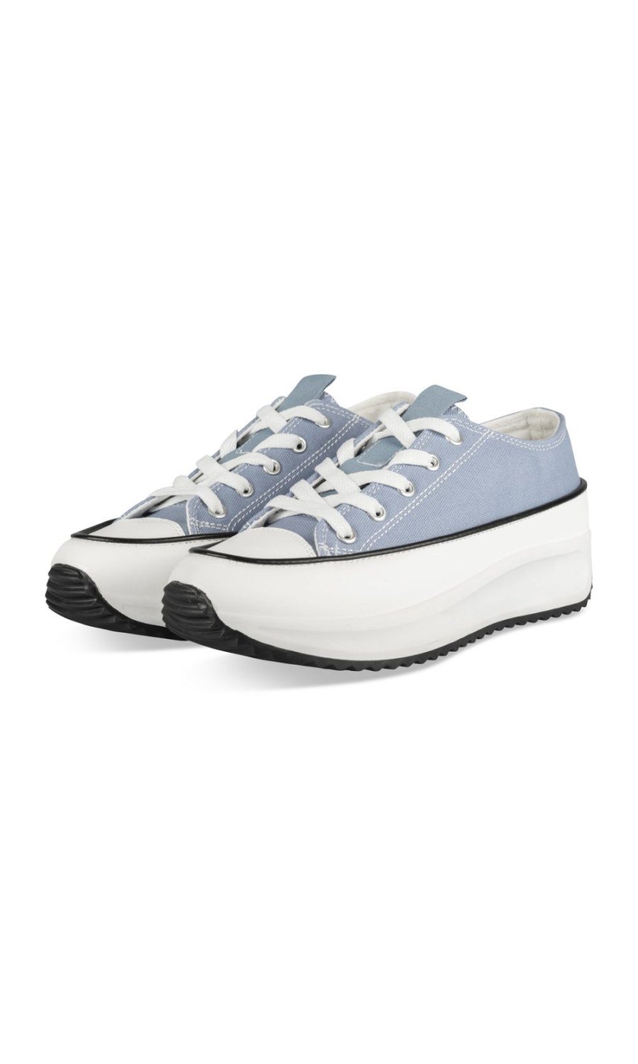 Blue canvas cleated platform sneakers