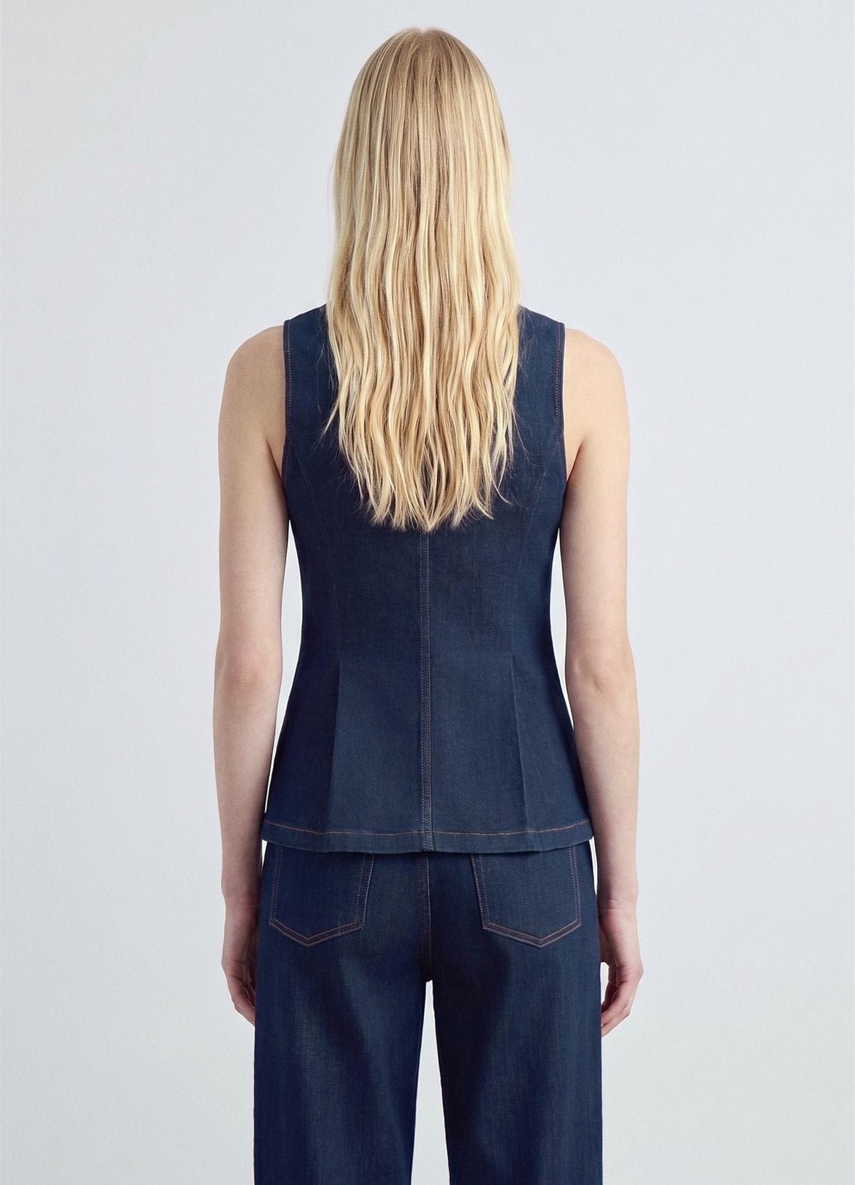 Gilet en jean cintré boutonné