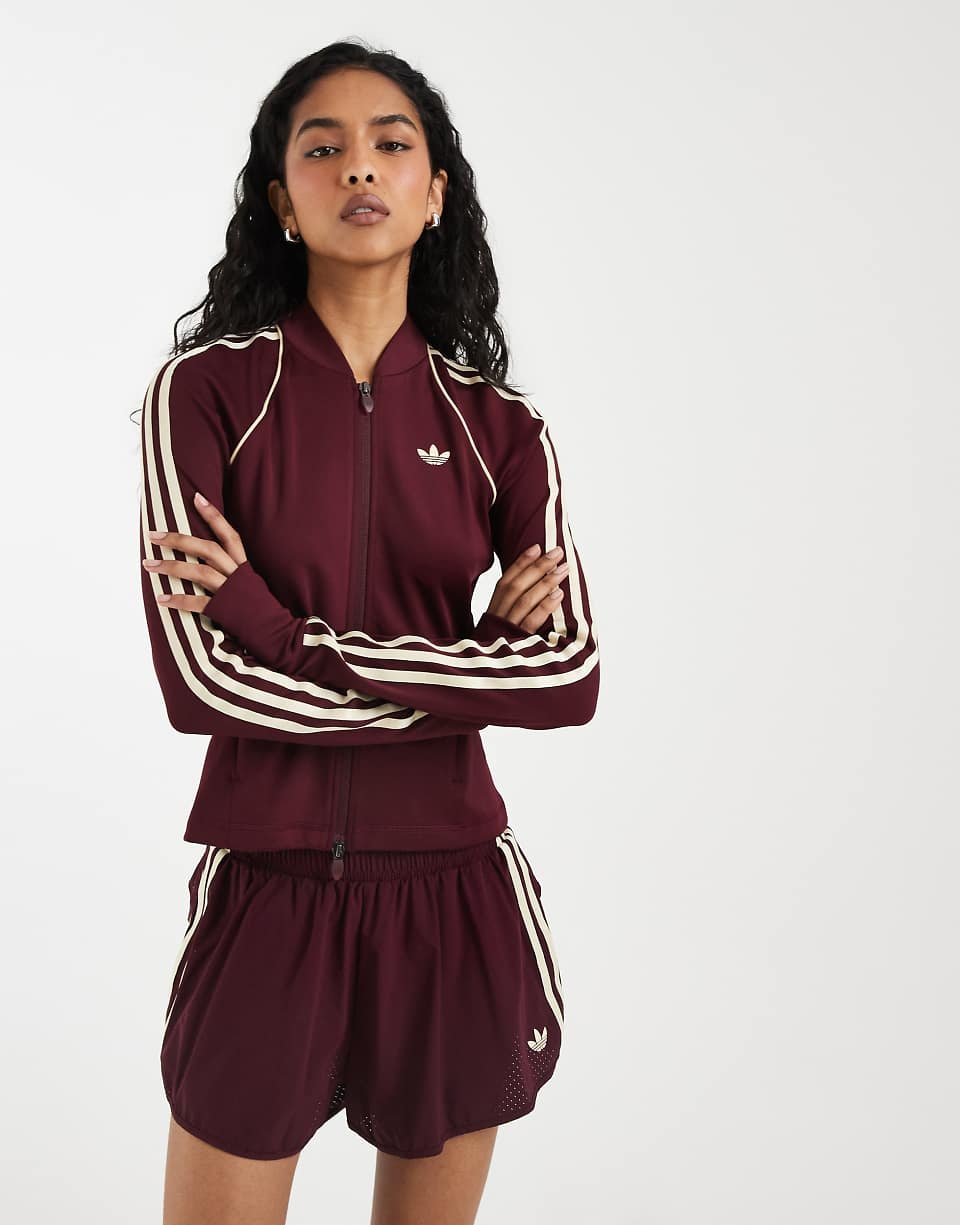 Adidas Originals top zippé sport bordeaux et crème
