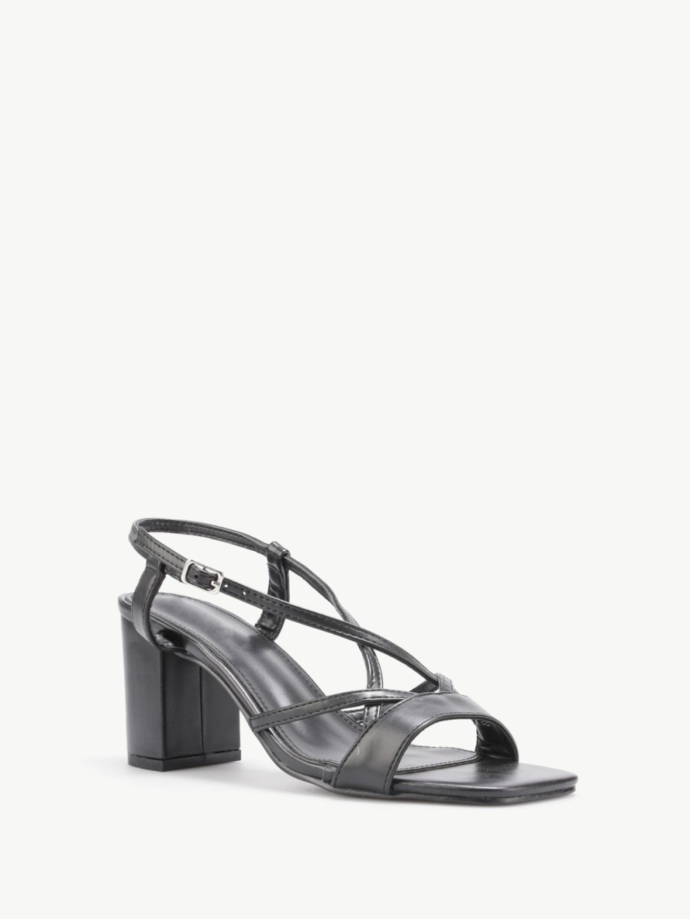 Sandales à talon carré et brides croisées noires