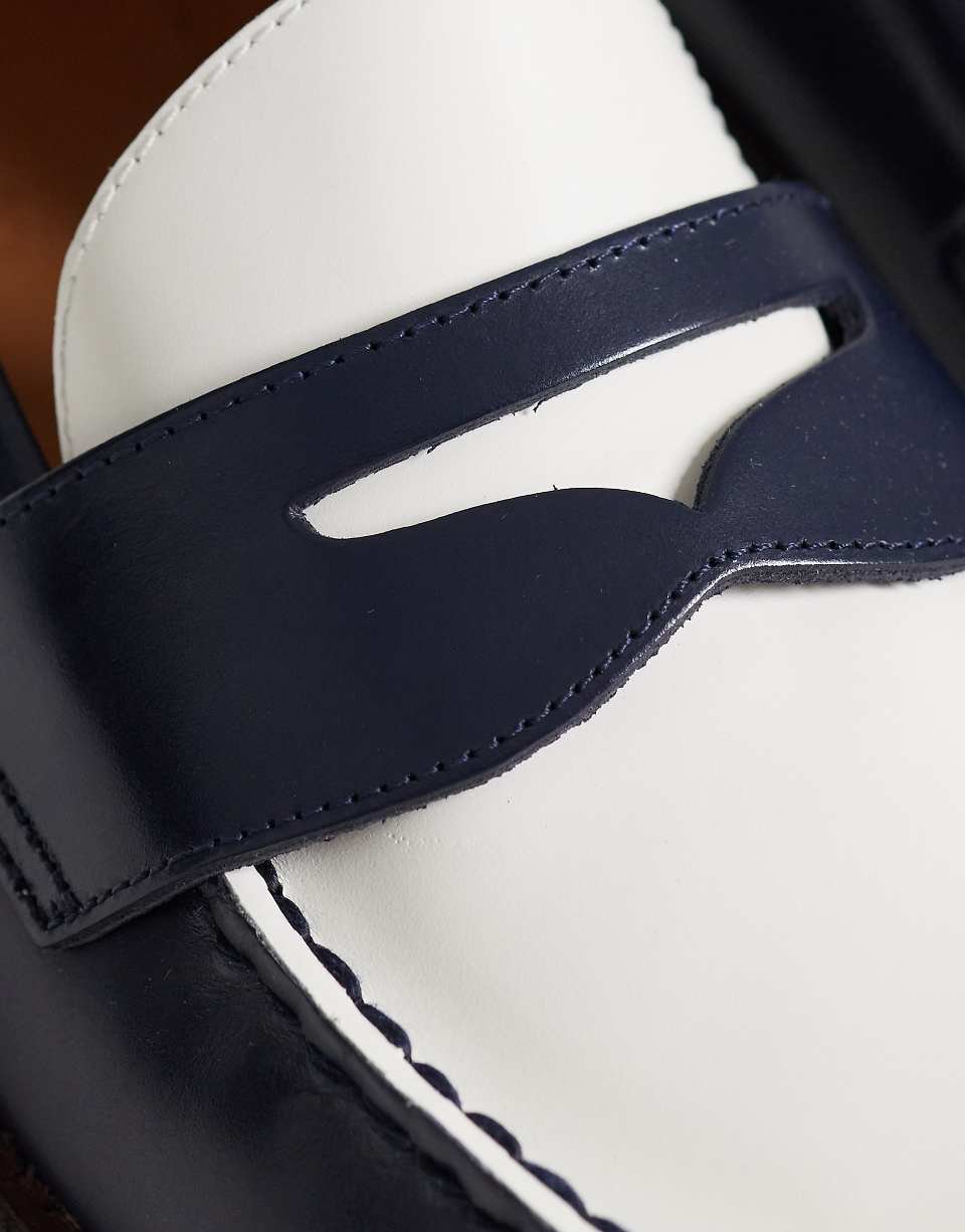 Mocassins en cuir - Bleu marine et blanc