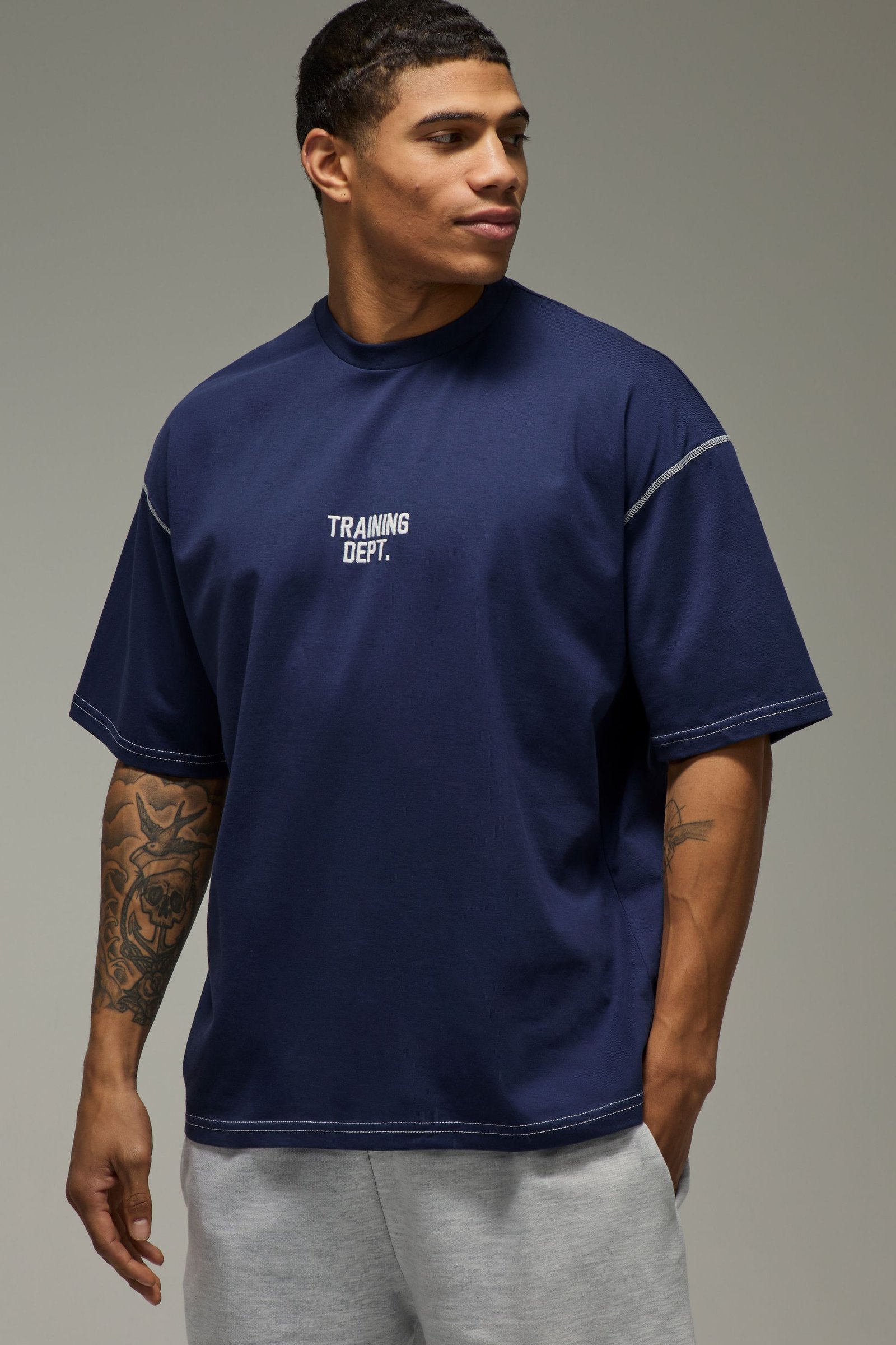 T-shirt Oversize À Surpiqûres Contrastées Training Dept