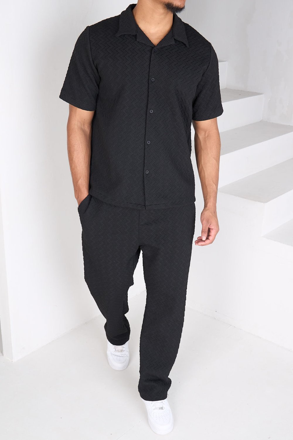 Ensemble chemise et pantalon côtelé noir