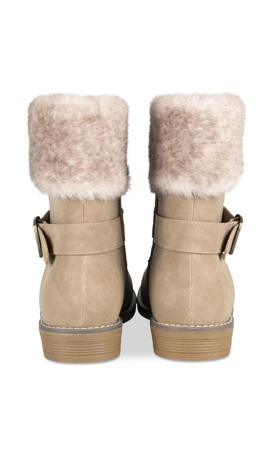 Bottines col fourrure w boucle taupe