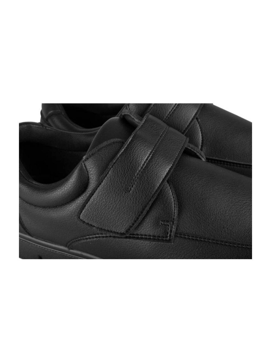 Black hook-and-loop dress shoes