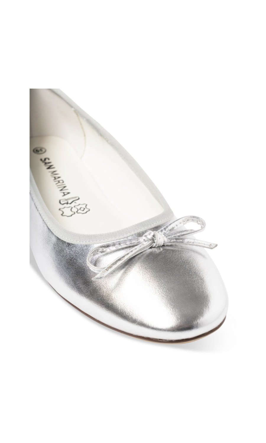 Silver metallic bow ballerinas