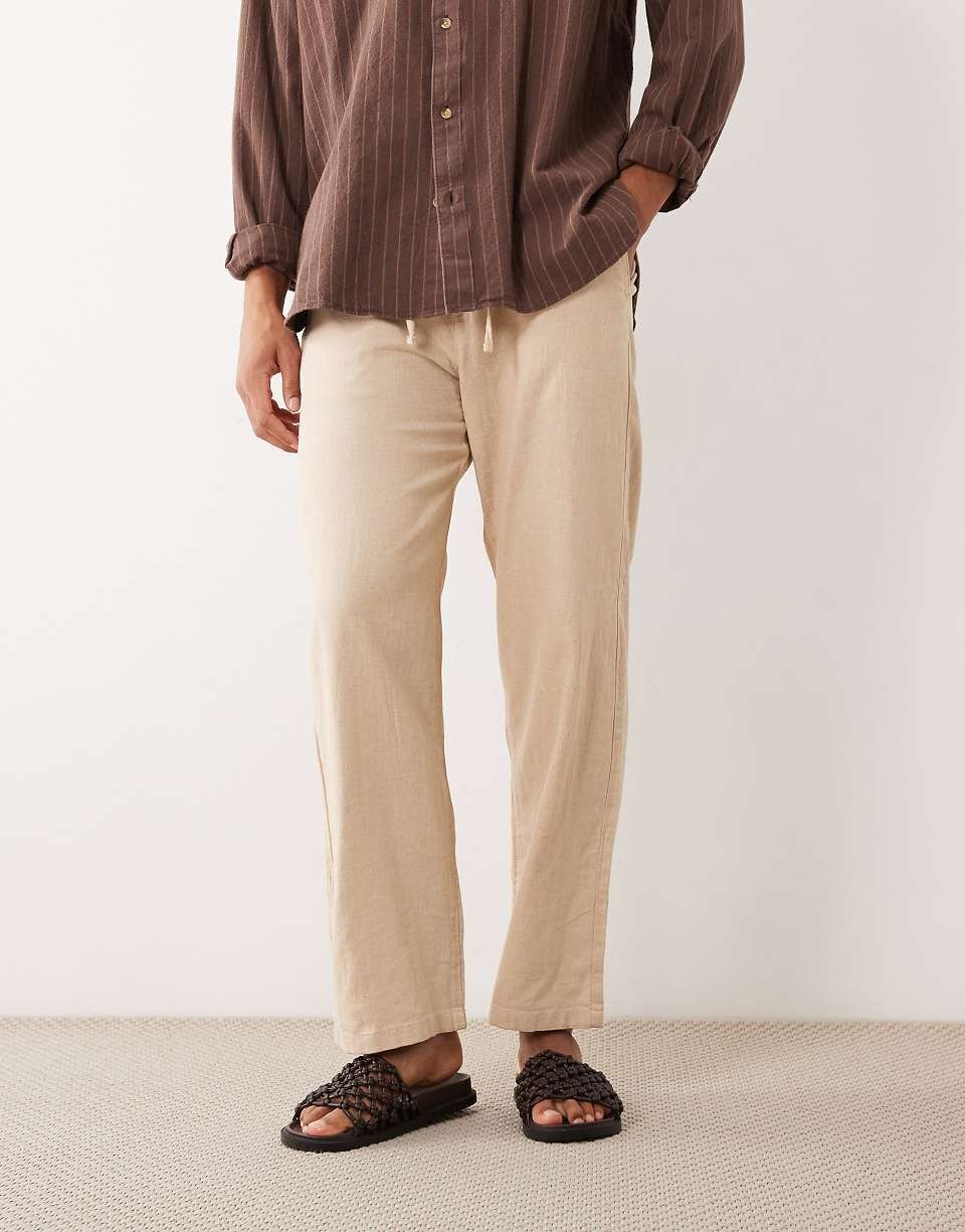 Pantalon en lin mélangé - Beige
