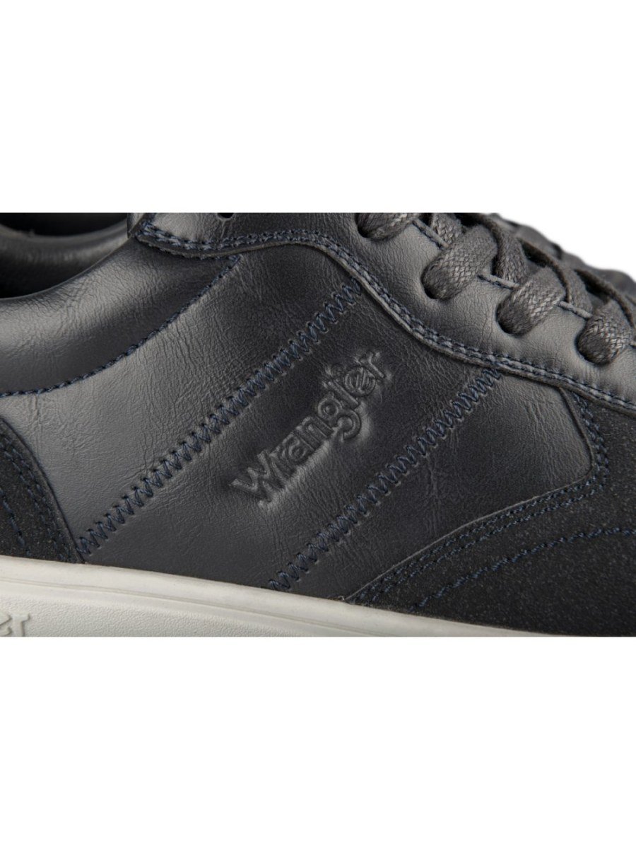 Navy retro mixed-texture sneakers