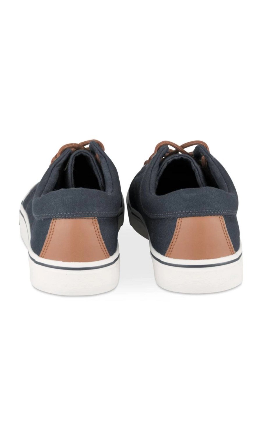 Baskets en toile lacets camel bleu marine